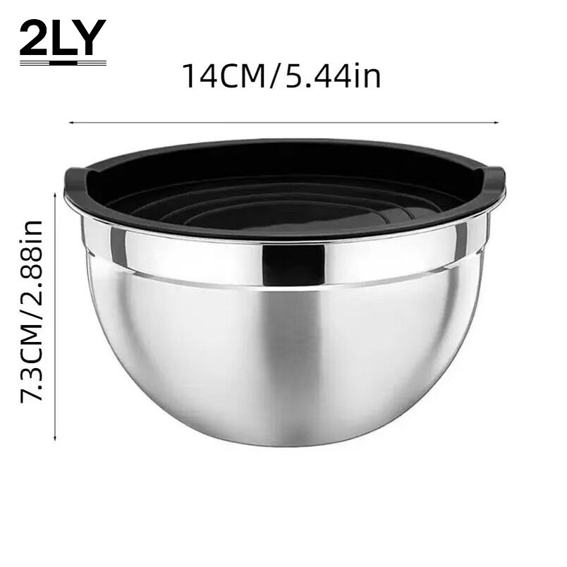 Baking Kitchen Set - ชุดชามผสมสแตนเลสหนาพร้อมฝาปิด ชามสลัดสำหรับทำอาหาร ชามนวดแป้งสำหรับอบเค้ก ทำอาหาร และเก็บอาหาร